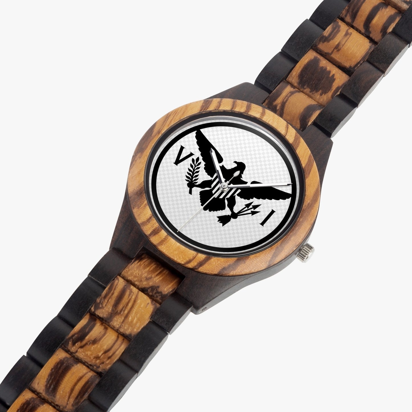 Retro VI Flag Indian Ebony Wooden Watch