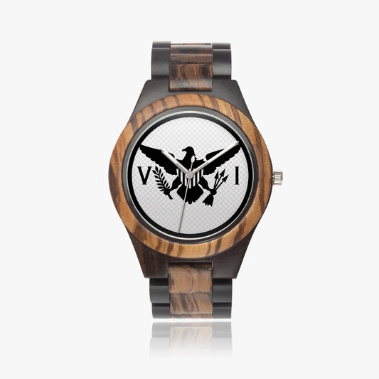 Retro VI Flag Indian Ebony Wooden Watch