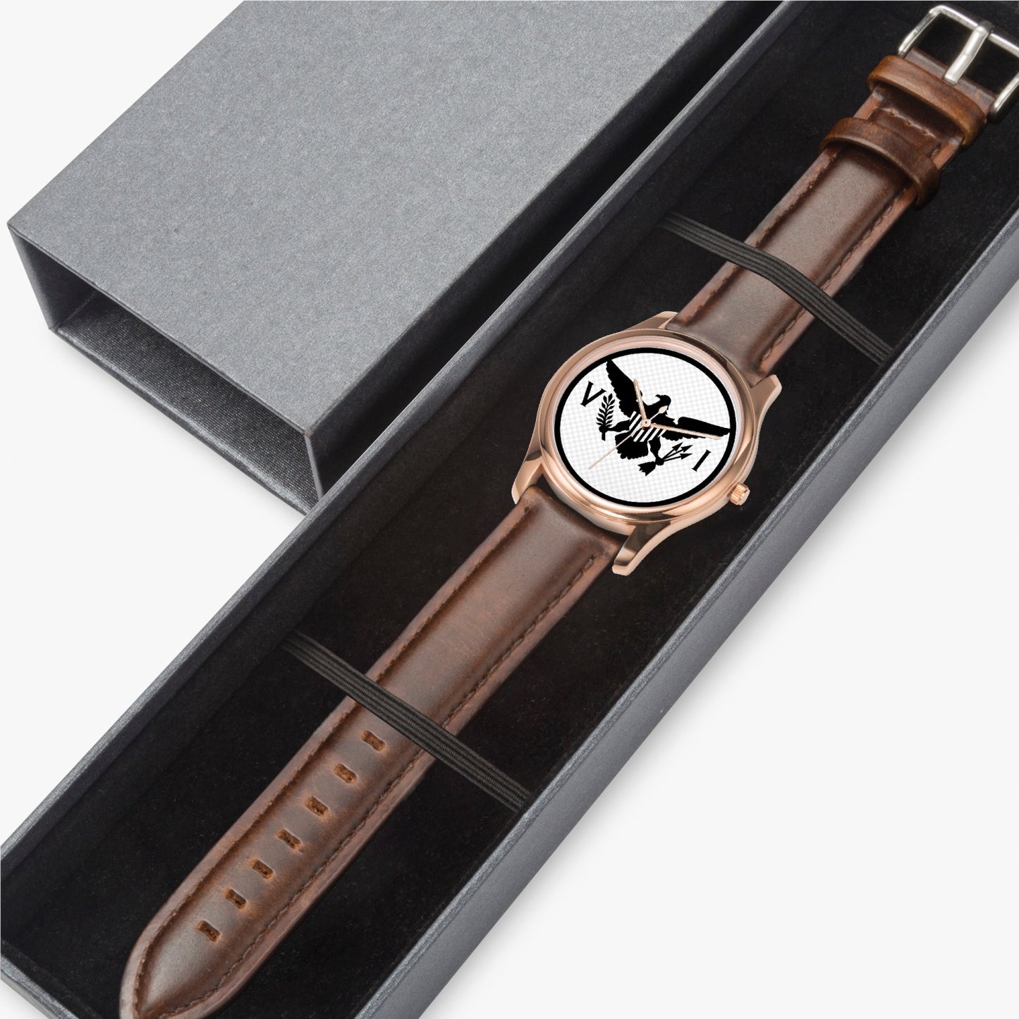 Retro VI Flag Stylish Leather Strap Classic Quartz Watch