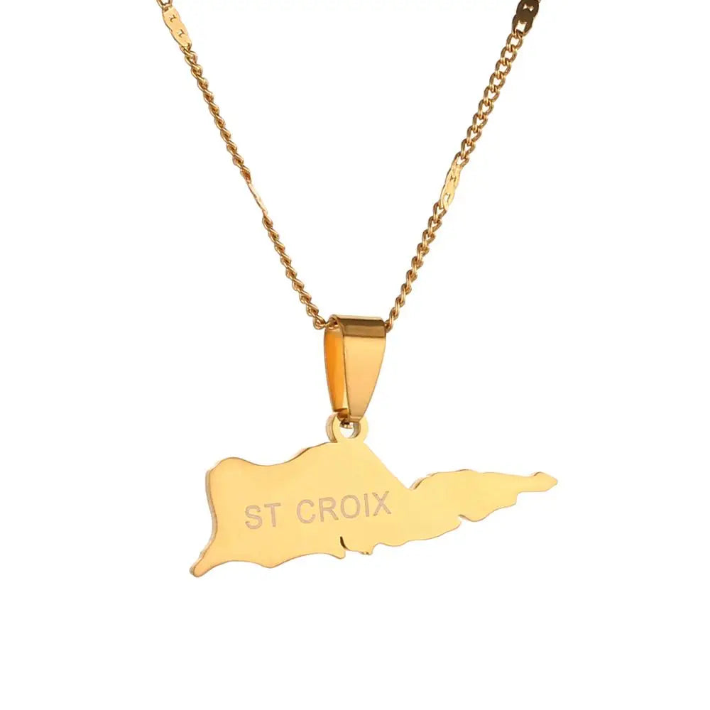 Map of ST. Croix Pendant Necklace