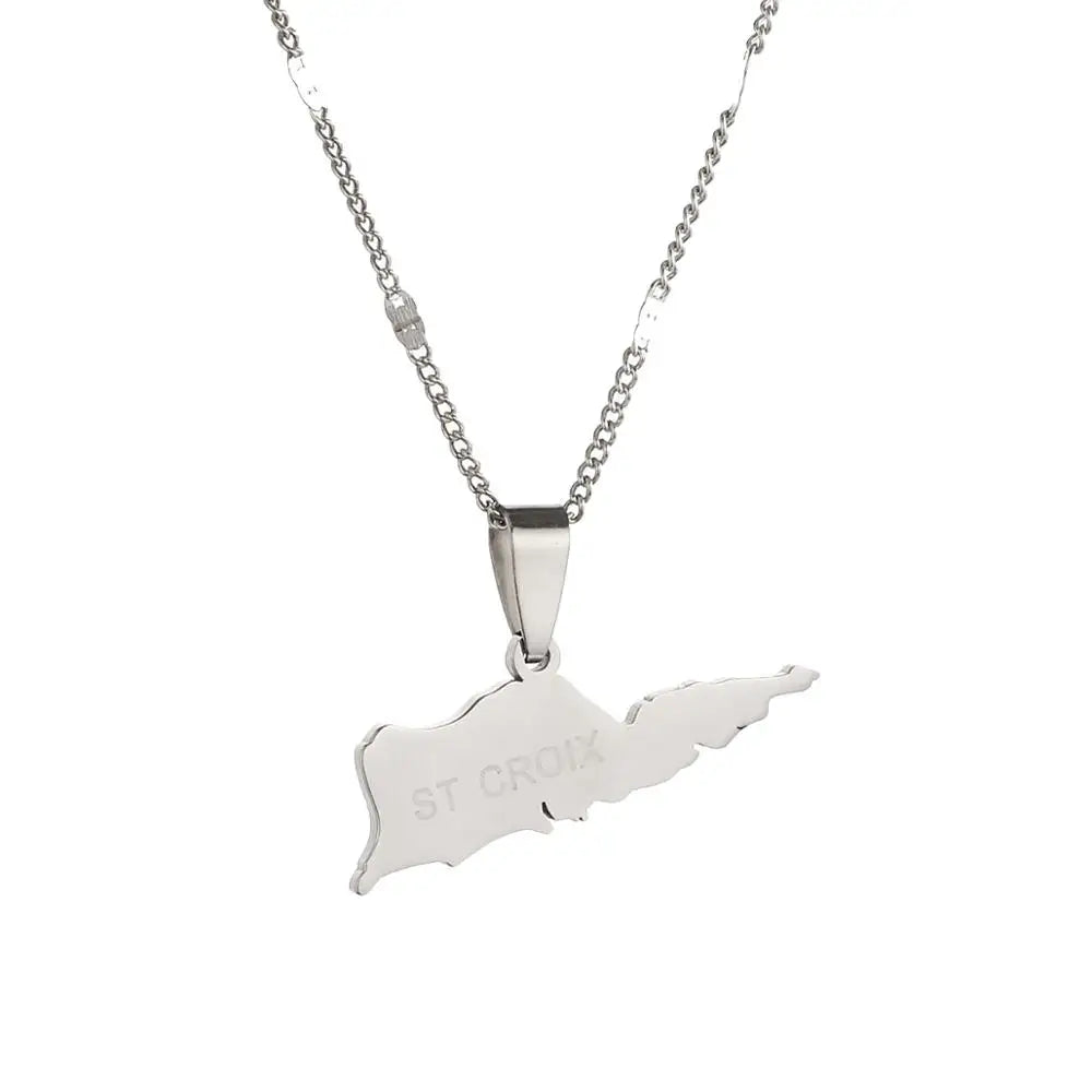 Map of ST. Croix Pendant Necklace