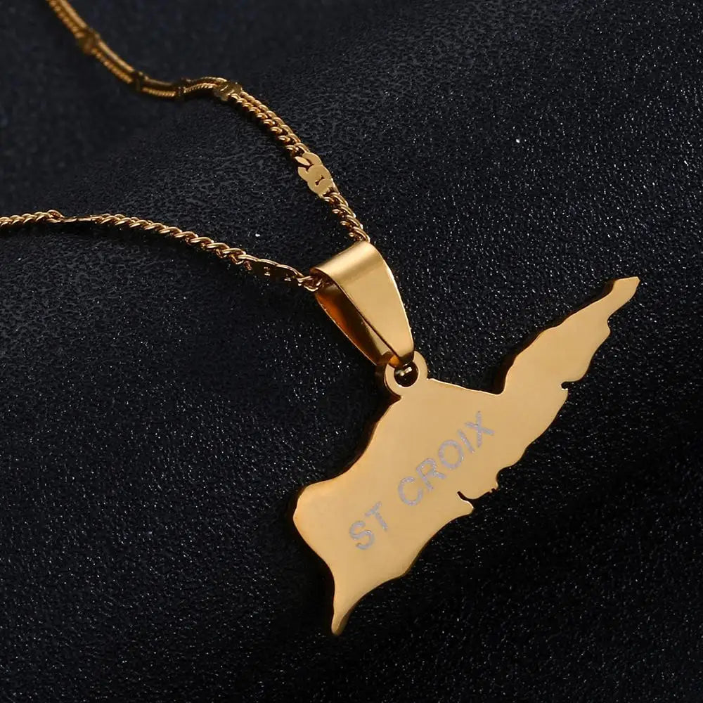 Map of ST. Croix Pendant Necklace