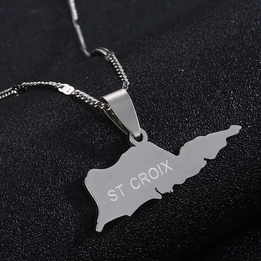 Map of ST. Croix Pendant Necklace