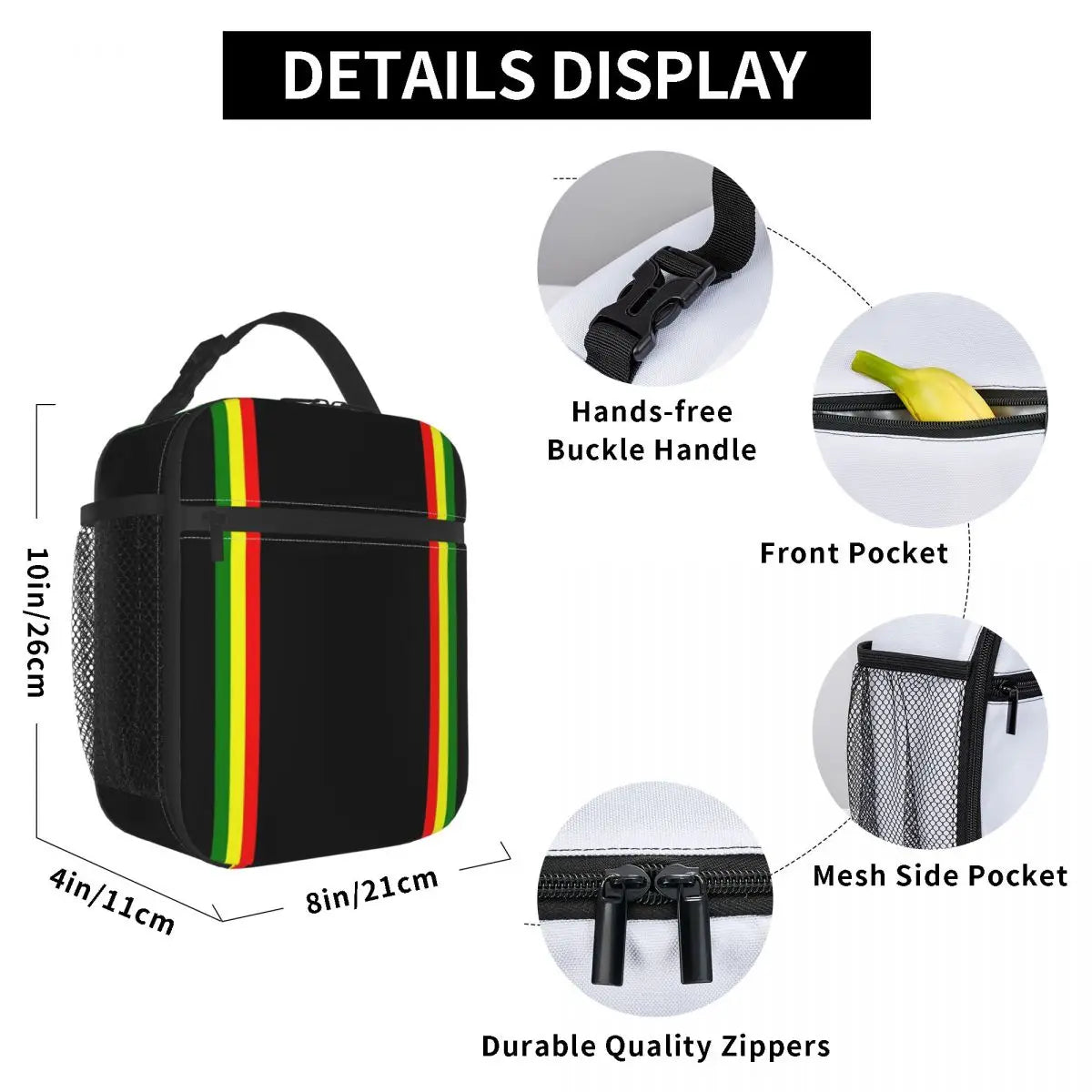 Rasta Pride Insulated Lunch Bag for School or Office