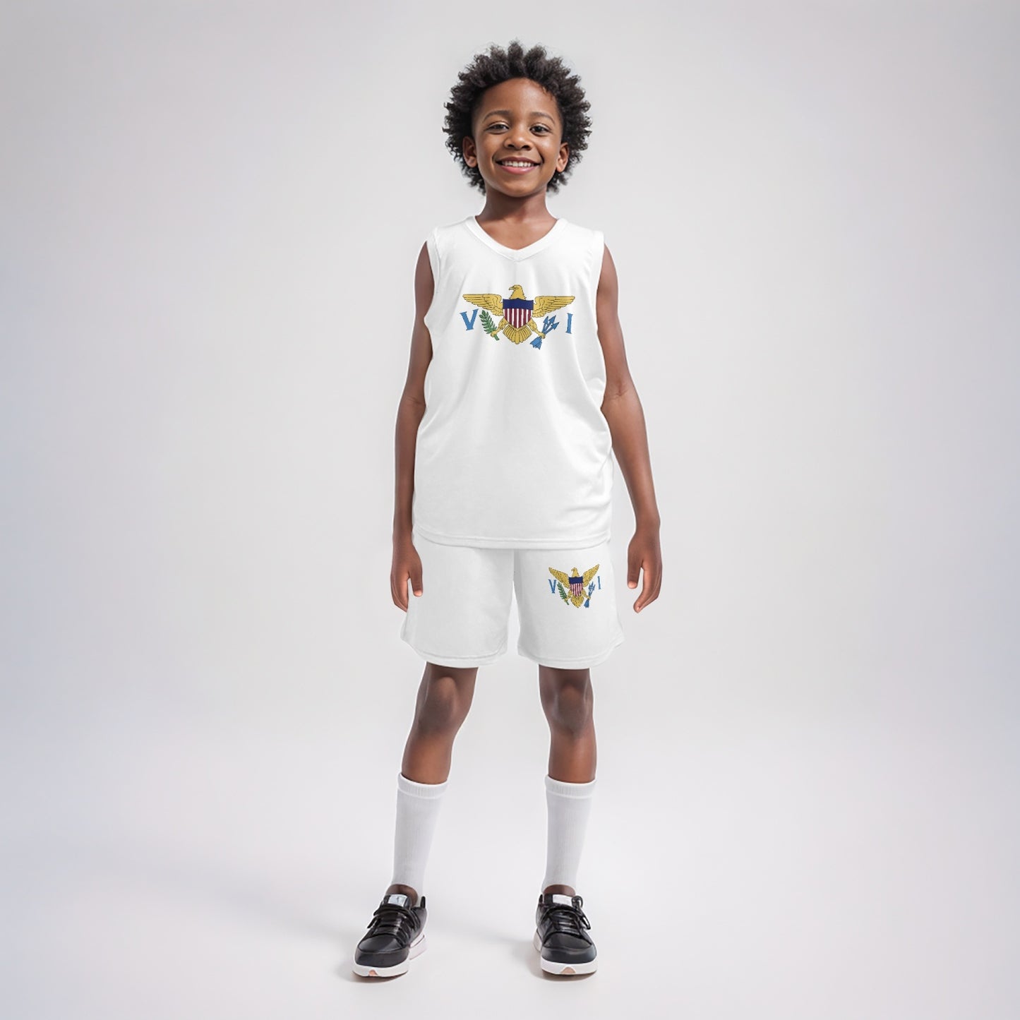 VI Flag Kids Basketball Jersey Set