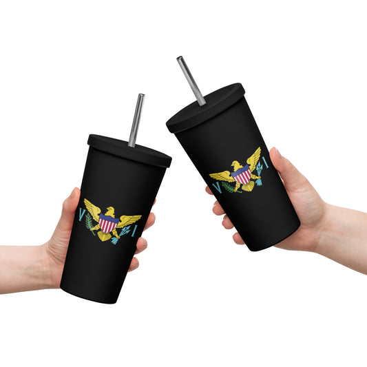 VI Flag Insulated tumbler with a straw