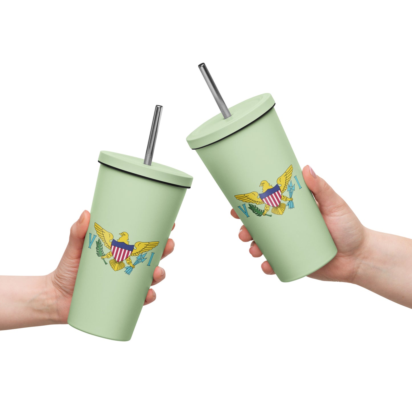 VI Flag Insulated tumbler with a straw