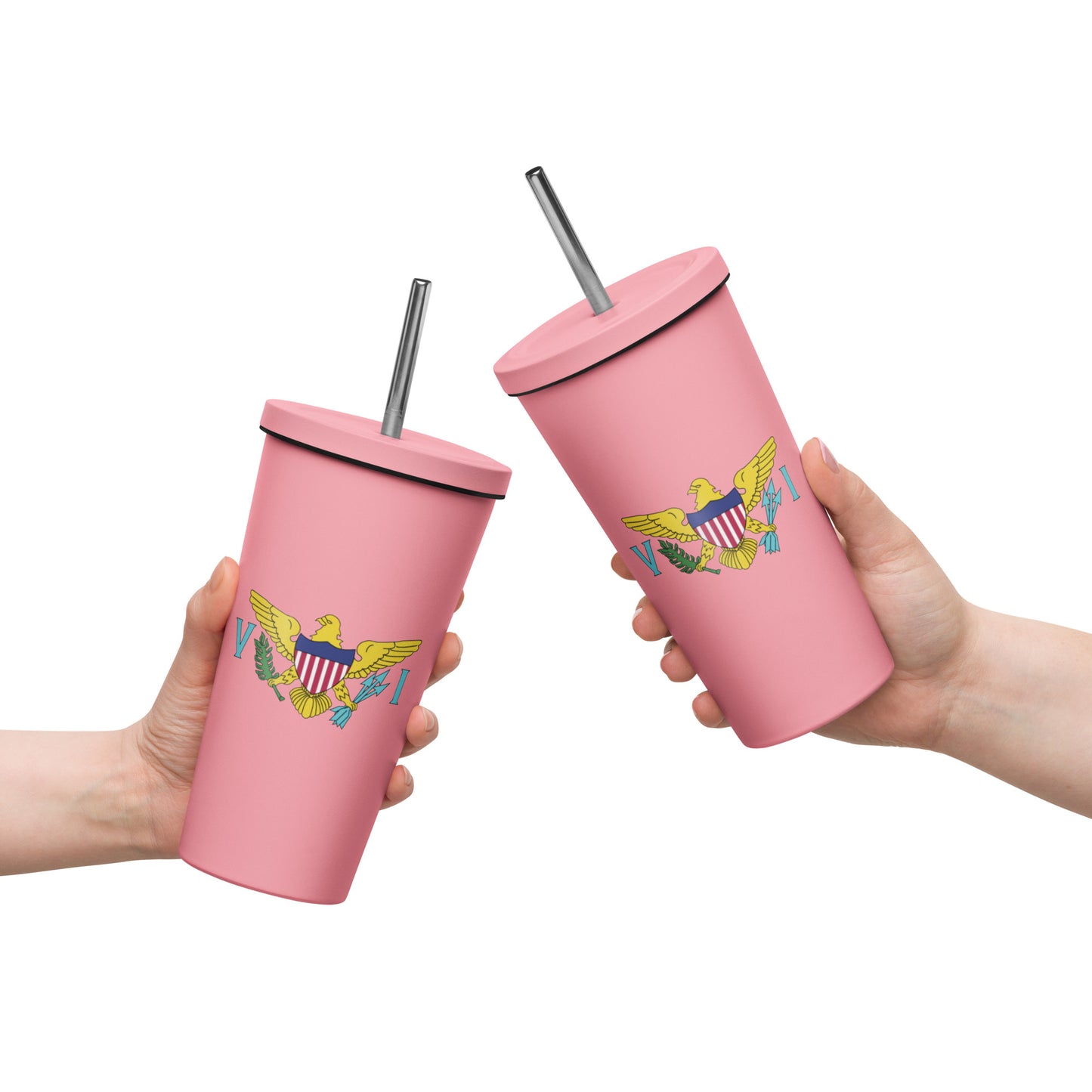 VI Flag Insulated tumbler with a straw